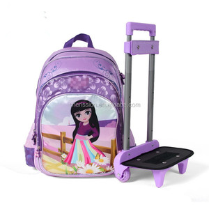 Filles adolescentes sac à dos chariot roue de <span class=keywords><strong>bagage</strong></span> de sac de chariot à école - Product Image 1