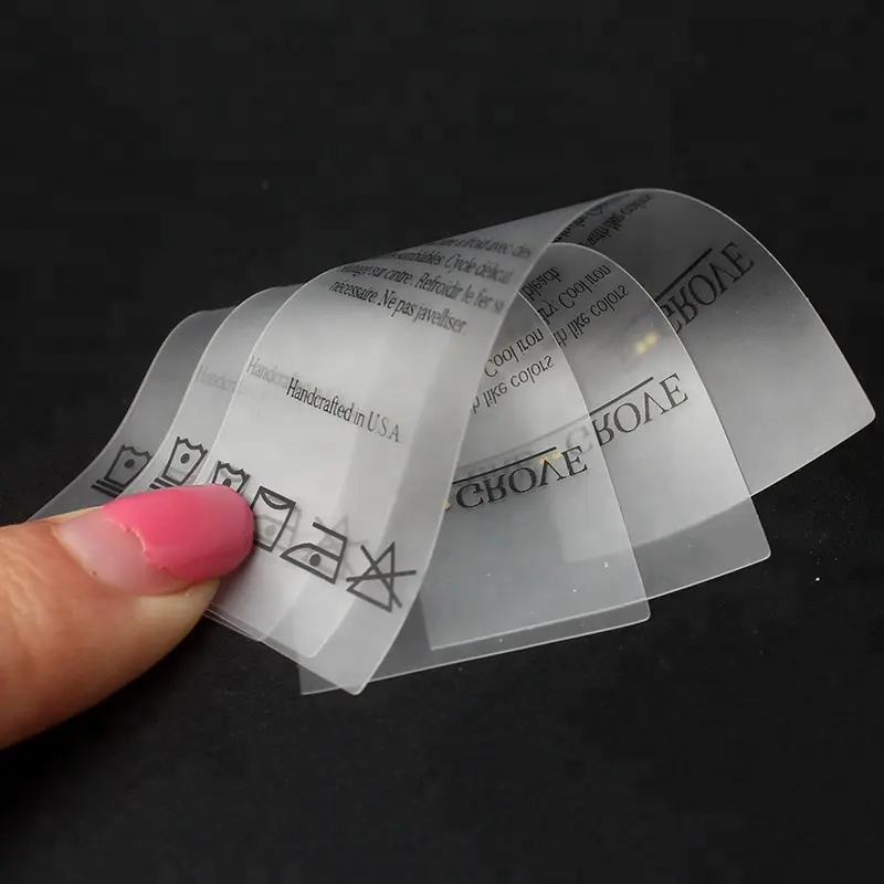 Transparent Soft Clothing Care Sticker Wholesale Custom Printing Clear TPU Washing Labels for Swimwear