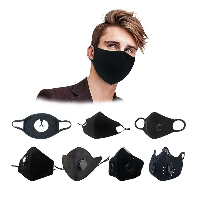 black pure polyester plain cotton anti-smog anti dust cloth fabric face mask
