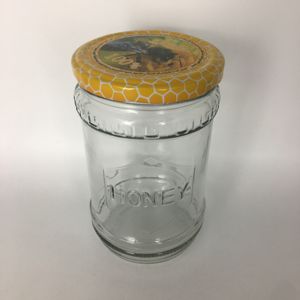 Pot en verre transparent vide de 600 ml en gros, forme unique, stockage de miel avec couvercle à logo design - Product Image 6
