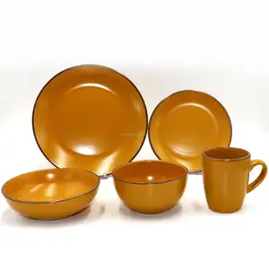 good quality stoneware solid color glazed dinner set 16pcs western dinnerware sets