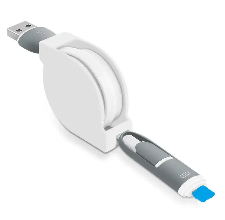 प्रचार उपहार रंगीन माइक्रो 1 में 2 फ्लैट वापस लेने योग्य यूएसबी डाटा केबल केबल के लिए Iphone के लिए एंड्रॉयड