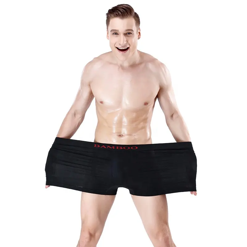 100% Bamboo Fiber Quick Dry Breathable Supersize Seamless Elastic Men Underwear Boxers Briefs
