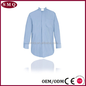 줄무늬 칼라 남성용 긴 소매 프렌치 커프 퍼플 성직자 셔츠 - Product Image 2