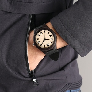 Reloj de Madera de Ébano para Hombre, Marca Privada, Erkek Kol Saati, con Correa de Cuero, Envío en Línea por Alibaba, Jam Tangan Kulit - Product Image 5