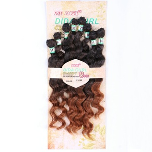 Adorable et abordable : Extensions capillaires synthétiques Dida Curly en fibre premium, 8 pièces, couleur Angie mélangée bicolore pour cheveux noirs - Product Image 1