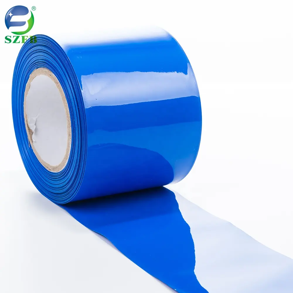 Lityum pil paketleri PVC ısı büzüşmeli makaron tüp Pvc isıtma Shrink güç kaynakları mavi renk Pvc ısı Shrink
