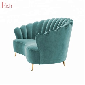 Style nordique en forme de coquille Divano Due Posti en acier inoxydable <span class=keywords><strong>2</strong></span> <span class=keywords><strong>places</strong></span> <span class=keywords><strong>canapé</strong></span> vert Upolstery tissu velours causeuse - Product Image 4