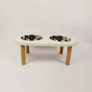Venta al por mayor clásico de madera Pet Bowl Stand y inoxidable Pet Bowl diseño económico tipo caja - Product Image 1