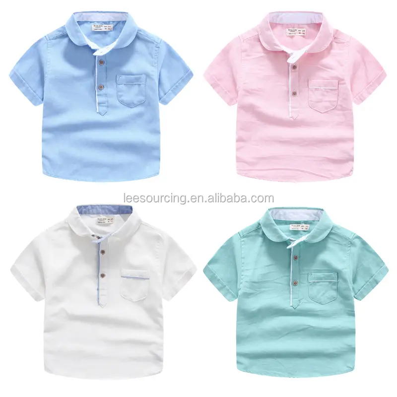 Leesourcing summer solid color with pocket tops boys casual shirt