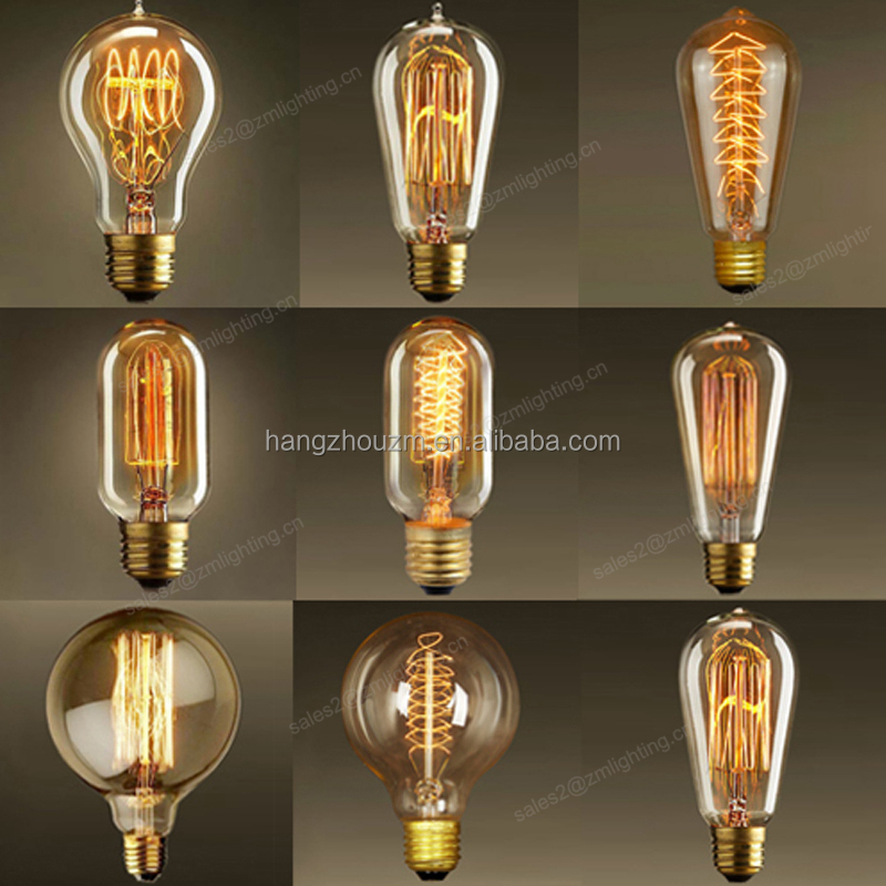 Best selling groothandel vintage edison lamp G125/ST64/ST58/A60 edison lampen B22/E27/E26 25 w/40 w/60 w 220 v/110 v edison gloeilamp