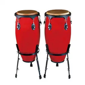 Instrumento musical tradicional de madeira vermelha estilo chinês, tambor bongo conga