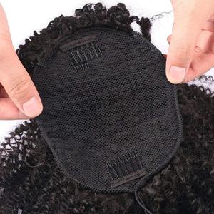FDshine Mongolo Afro Crespo Ricci Clip-in Chiusura Superiore Pezzo <span class=keywords><strong>Coda</strong></span> <span class=keywords><strong>di</strong></span> <span class=keywords><strong>Cavallo</strong></span> <span class=keywords><strong>Capelli</strong></span> Stretto Ricciolo Dei <span class=keywords><strong>Capelli</strong></span> Umani Reali - Product Image 3