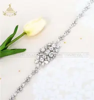 Silver Gold Wedding Sash Belt Rhinestone Applique Crystal Beaded Applique Large Handmade Crystal Applique