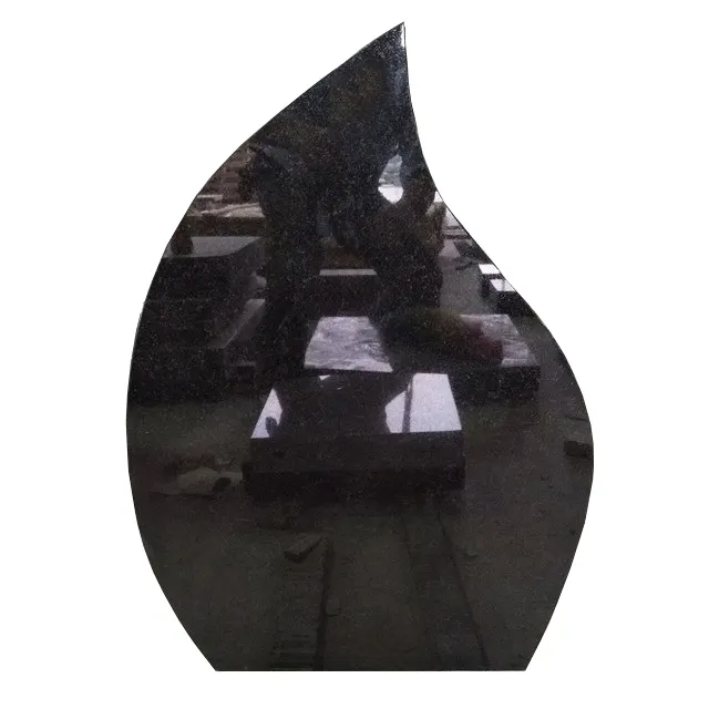 tear drop shaped black granite tombstone slab gravestones headstone for New zealand
