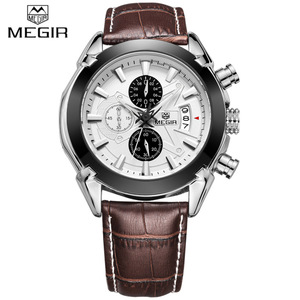 Megir <span class=keywords><strong>2015</strong></span>นาฬิกาควอทซ์ผู้ชาย, นาฬิกาสายหนังหรูหราแฟชั่นกีฬากันน้ำ - Product Image 1
