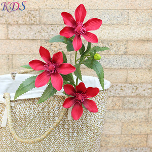 Nuovo singolo fiore artificiale cosmo per matrimonio e vaso singolo tre teste d'oro loto - Product Image 5