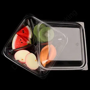 Disposable plastic transparent fruit salad blister box container packaging with lid