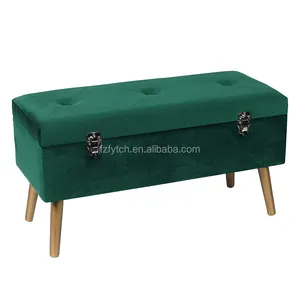 Good price green velvet trunk footstool hallway furniture bench