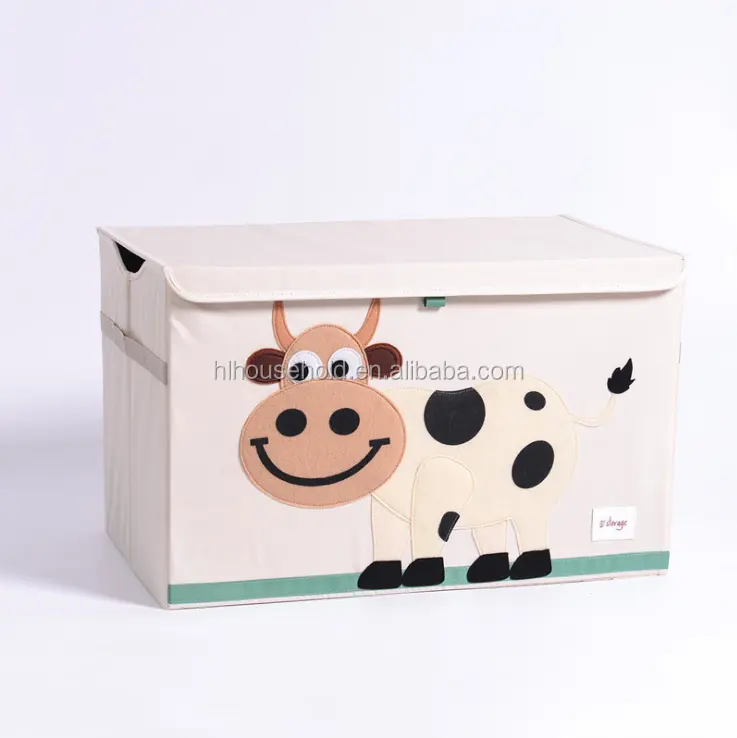 Süper sevimli inek tasarım tuval çocuk oyuncak organizatör bebek kıyafet dolabı kutusu