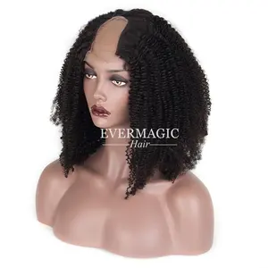 Evermagic วิกผม Kinky Curly U Part วิกผมกลางเปิด 2*4 ลูกไม้บราซิล Remy ผมปานกลางหมวก