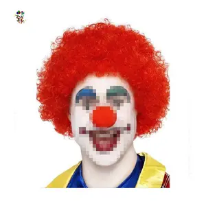 Perruque de Clown synthétique bouclée Afro courte couleur rouge bon marché HPC-1131