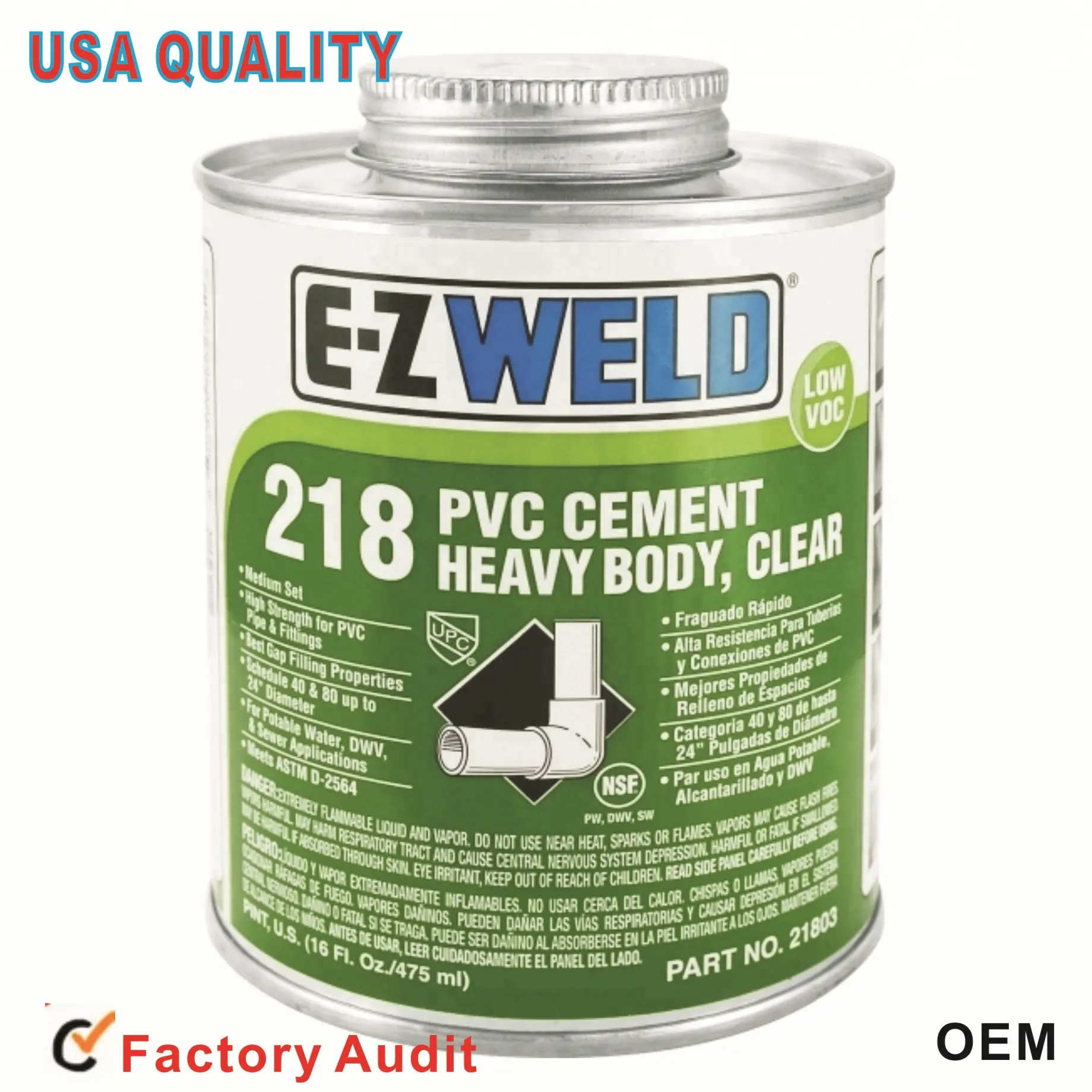 EZ WELD 218 pvc solvent cement,Heavy body PVC cement,USA quality