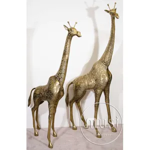 Outdoor Decoration Metal Crafts Bronze Life Size Giraffe Statue