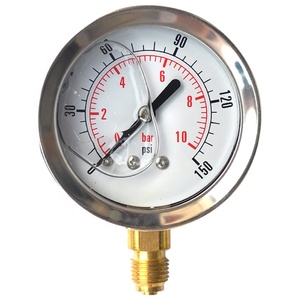 Manômetro de aço inoxidável com latão Glicerina tubo <span class=keywords><strong>Bourdon</strong></span> preenchido para precisão ideal - Product Image 1