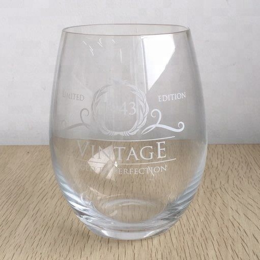 Wholesale Stemless Wine Glass Tumbler Custom Sandblast logo for Wedding Christmas Birthday Gift Bar Restaurant Hotel