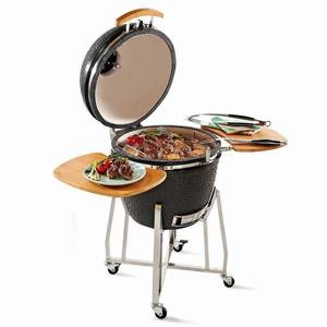 Negro de cerámica de carbón Kamado fumador Grill cocinan el exterior patio trasero barbacoa acero inoxidable de doble rejillas - Product Image 1