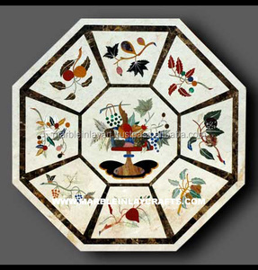 Mesa con incrustaciones de mármol, diseño único - Product Image 1