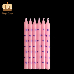 Campione gratuito disponibile all'ingrosso colori assortiti 6CM di altezza punto stampato torta di compleanno candeline per feste - Product Image 6