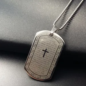 Beste kwaliteit titanium militaire dogtag christian cross bijbel hanger ketting