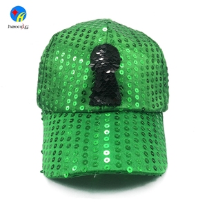Least wholesale fashion 6 panel plain green sequins baseball cap - Product Image 1
