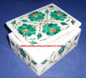 Malachite Boîte En Marbre Blanc - Product Image 1
