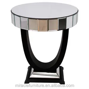 Base de madeira preta redonda espelhada canto mesa para sala de estar móveis