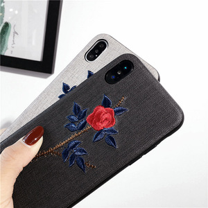 2018 Venta caliente flor Rosa bordado tela caja del teléfono celular para el iPhone para Oppo para Vivo - Product Image 4
