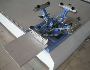 Simple manual 4 color 1 station rotary silk screen printing press for t shirts