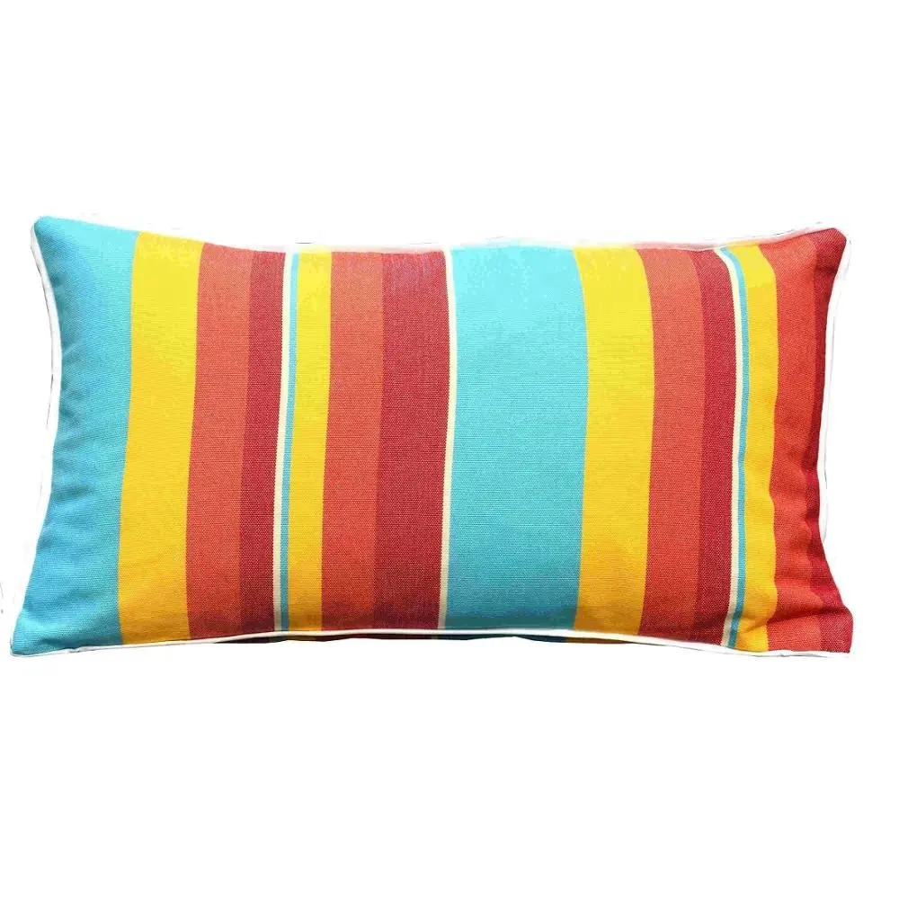 Gooien Moderne Comfortabele Goedkope Outdoor Rood En Blauw Rechthoekige Gestreepte Regenboog Zacht Kussen En Kussens