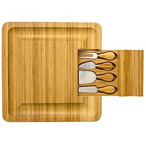 Naturel en bois <span class=keywords><strong>plateau</strong></span> de fromage en bambou et couverts ensemble avec un tiroir coulissant - Product Image 2
