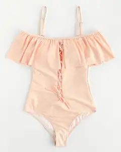 Costumi da bagno Bikini per bambini di vendita caldi un pezzo dolce ragazze tinta unita per costume da bagno per bambini