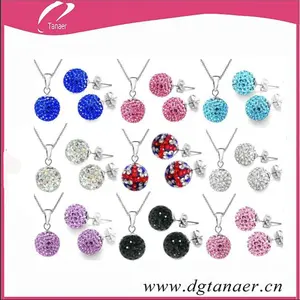 316l aço inoxidável shamballa cadeia colar brincos do parafuso prisioneiro conjunto de cristal cz bola de discoteca