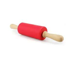 2020 Amazon Hot Sale New Product Cooking Kitchen Noodle supplies Adjustable Tool Silicone Rubber Wooden Handle Rolling Pin