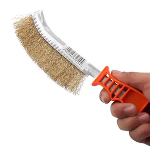 Brosse à manche professionnelle en plastique, brosse en fil de laiton peigné à manche Long, en acier, 1 pièce