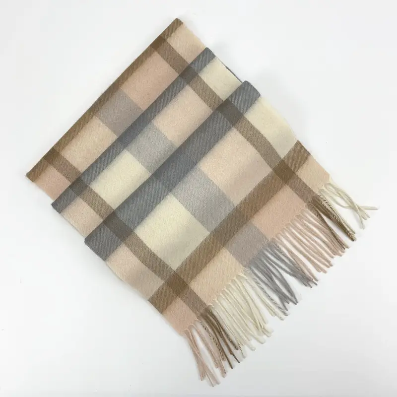 Ladies super soft plaid color 100% cashmere scarf