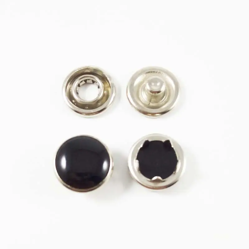 धातु संयुक्त काले/सफेद मोती स्नैप बटन चार भागों प्रोंग फास्टनर बटन, 12 मिमी 11.5 मिमी 10 मिमी 8 मिमी शंक कॉपर वाशिंग राउंड