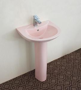 Lavabo <span class=keywords><strong>de</strong></span> Pedestal <span class=keywords><strong>de</strong></span> Cerámica Rosa para Baño, Lavabo Decorativo con Diseño <span class=keywords><strong>de</strong></span> <span class=keywords><strong>Roca</strong></span> - Product Image 2