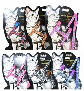 Grosir cukup aman pelepas cepat tali kucing Breakaway dengan Harness disesuaikan tali kerah kucing anjing poliester pola bunga - Product Image 4