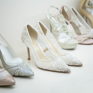 Thời Trang Thiết Kế Mới Chất Lượng Cao Ren Trắng Phụ Nữ Cao Gót Phụ Nữ Bơm Đám Cưới Cô Dâu Giày Cho Cô Dâu - Product Image 4